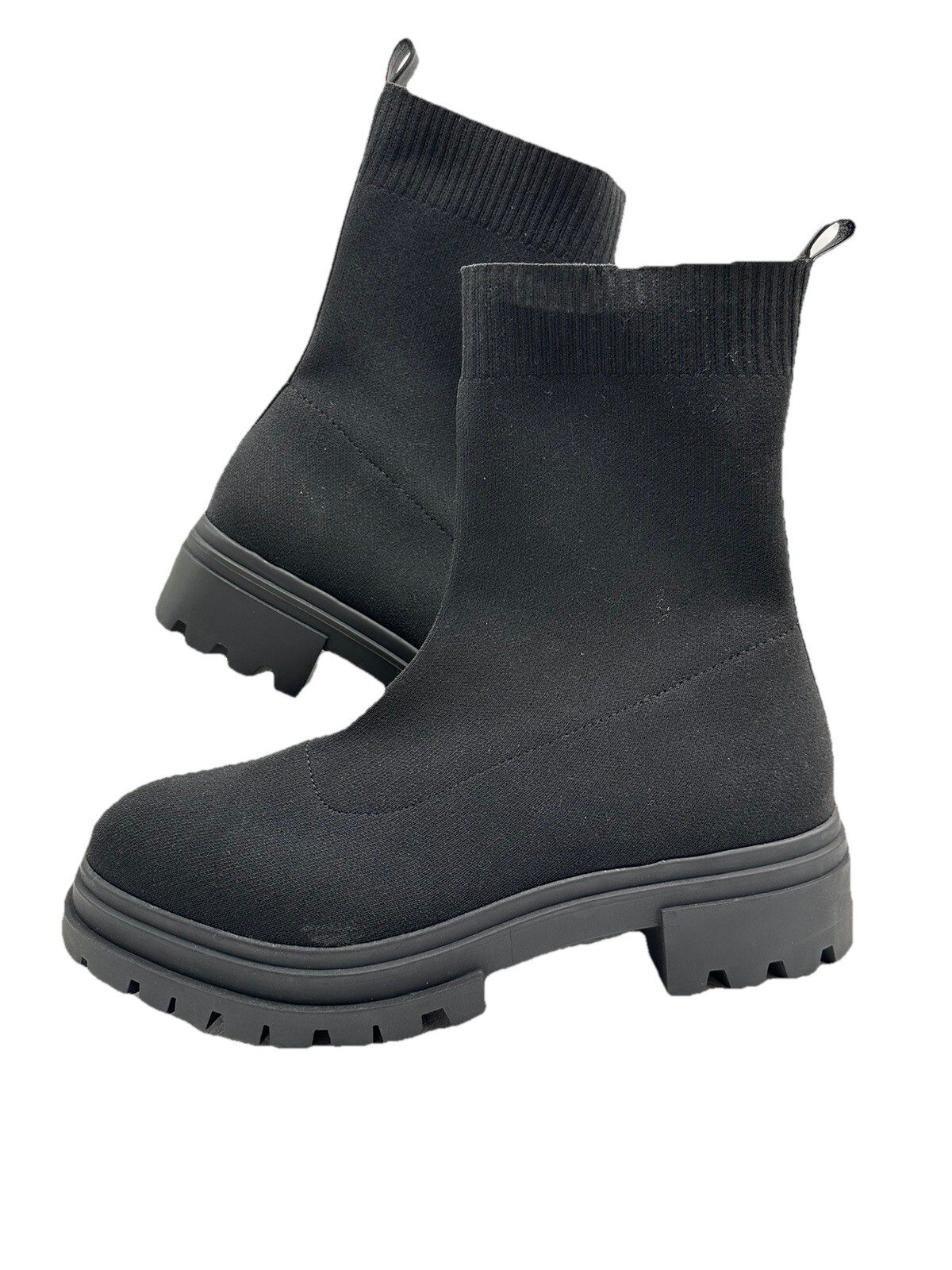 SAOLA Stivaletti da combattimento Aldo donna in maglia alla caviglia neri taglia 11 nuovi senza etichetta senza scatola suola grossa