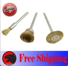 3 Rotary Brass Wire Brush Wheel Dremel 3000 4000 1/8" Shank Hobby Clean Polish