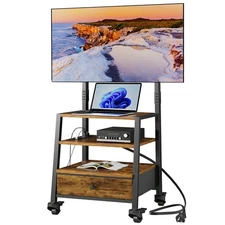 Rolling TV Stand with Mount and Fabric Drawer for 32-75" TV - Entertainment C...