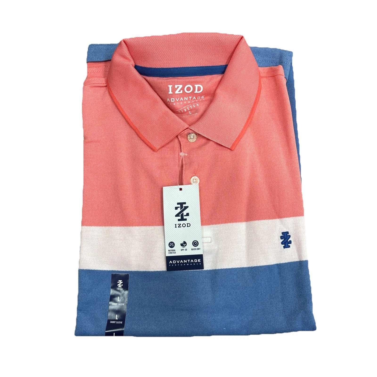 IZOD Mens Advantage Performance Short Sleeve Polo Shirt Size L In Dubarry Color