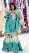Unique Designer Silk Kurta Palazzo With Dupatta For Wedding  Reception