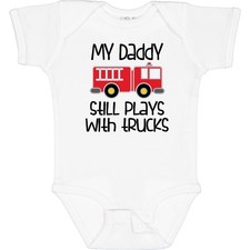 Inktastic Firefighter Daddy Plays With Trucks Baby Bodysuit Truck Fire Childs