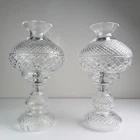 Pair Of Vintage Waterford Crystal Cut Inishmore Electric Hurricane Lamp 19"