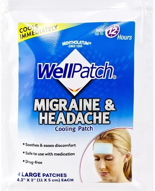 (Paquete de 24) Parche de enfriamiento para dolor de cabeza y migraña mentolatum WellPatch/6 bolsas de 4 Foto 2 de 4