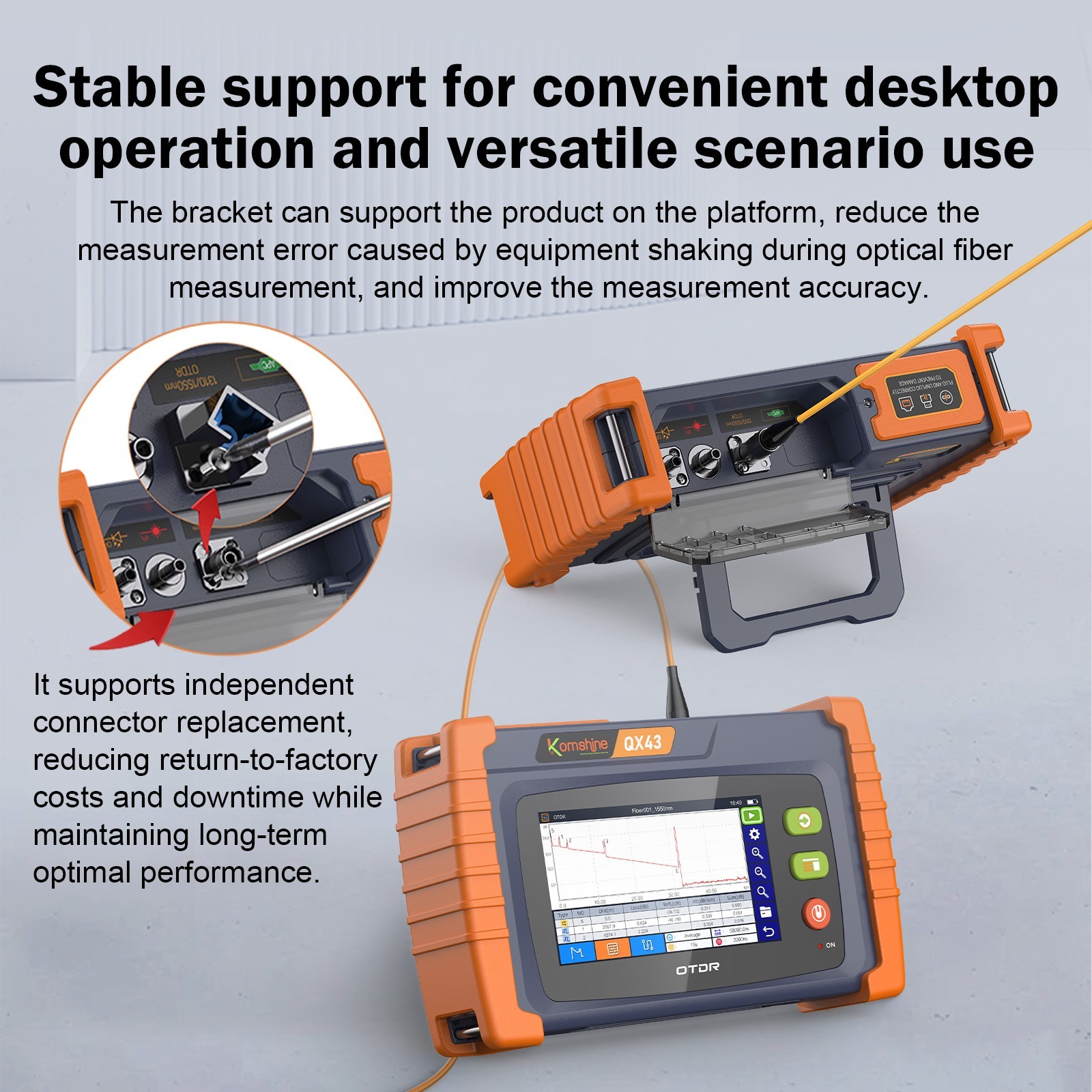 Komshine All-in-one OTDR QX43 Handheld Fiber OTDR Test Built in OPM/VFL/RJ45/OLS