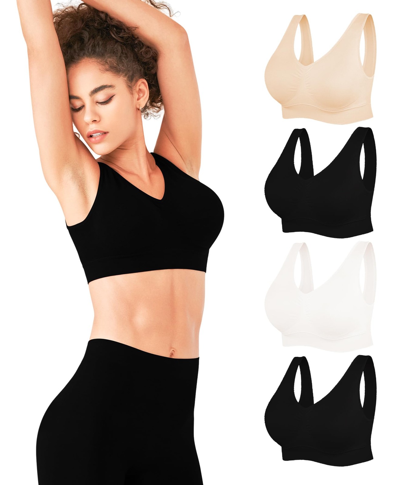 Soutien-gorge de sport stretch sans couture lot de 4 en maille premium soft-touch