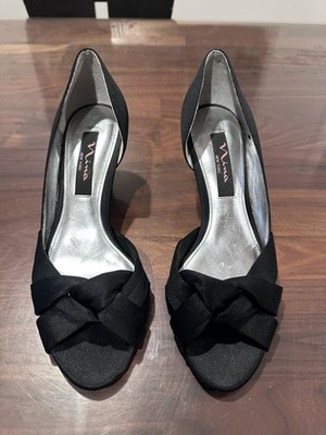 Nina New York Women s Black Satin Size 7 Shoes Mid Heels Wedding Formal Nice!