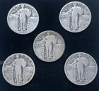 Lot Of 5 Standing Liberty Quarters 90% Silver Visible Dates