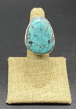SILPADA-Sterling Silver Large Tumbled Turquoise Statement Ring R2017-SIZE 5 1/2