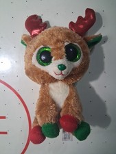 TY Beanie Boos Alpine the Reindeer Shiny Green Eyes 8" No TY Tag 2016 Christmas
