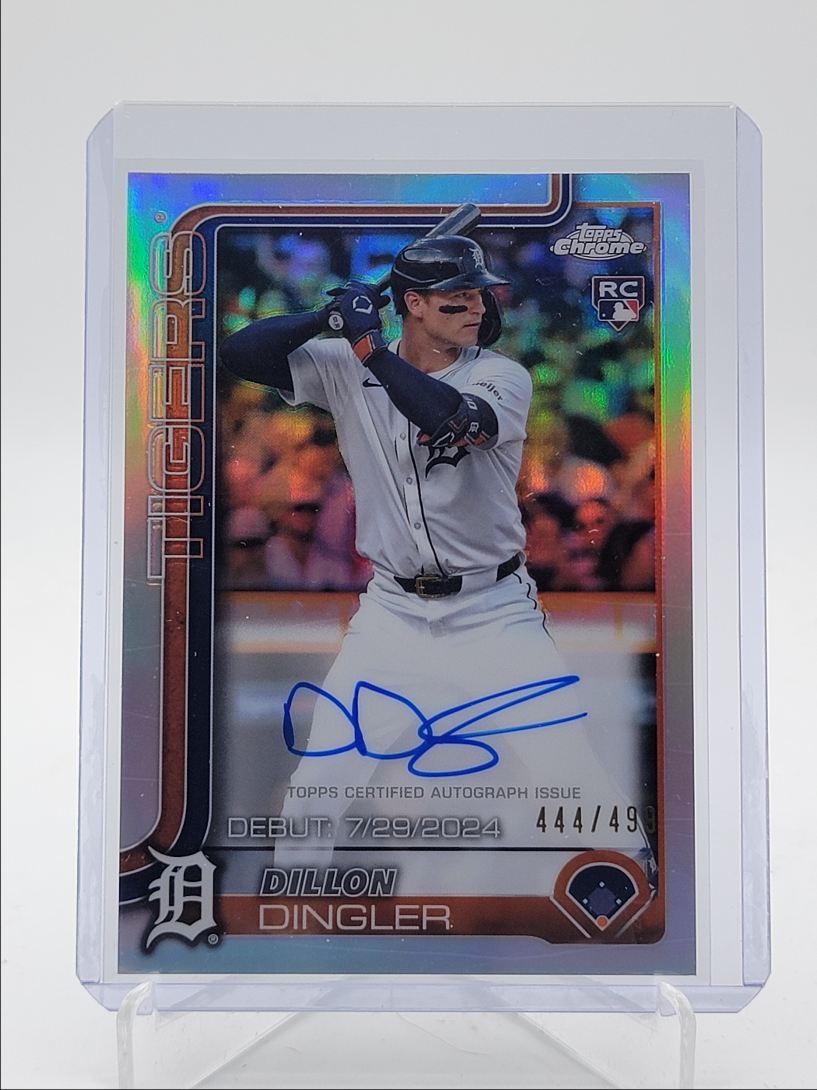 DILLON DINGLER 2025 TOPPS CHROME ROOKIE DEBUT REFRACTOR RC AUTO /499 Q2754