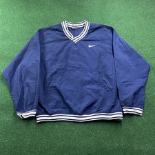 Vintage Nike Windbreaker Mens L Navy Blue 90S Embroidered Swoosh Pullover Jacket