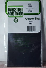 Evergreen Scale Models 9514 Black Styrene Sheets 6" x 12" x .030" Thick 2 Sheets