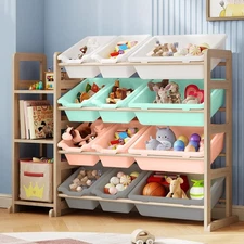 Toy Storage Organizer - Toy Organizers and Storage with Bookshelf, Toy Storage