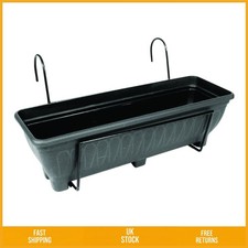 Stylish Steel Railing Trough Planter For Balcony Or Fence With 60cm Pot Black