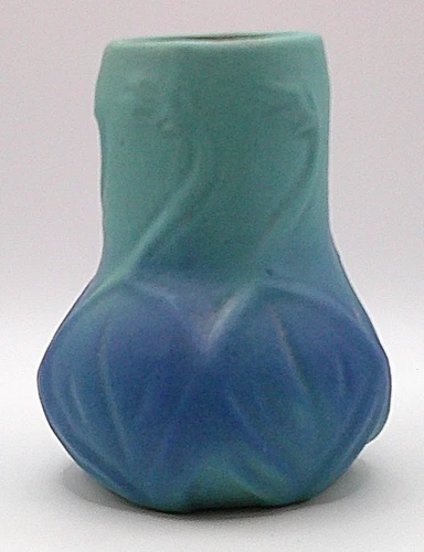 Van Briggle Pottery Turquoise Ming Blue Green Onion Bulb Vase - Colorado Springs