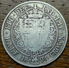 1894 Queen Victoria Veiled Head Half Crown Great condition 13.8g Sterling Silver