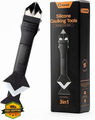Saker 3-in-1 Caulk Tool, Grout Remover and Sealant Finisher, Stainless Steel