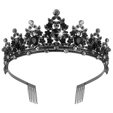 Black Tiara for Women, Crystal Crown for Girls, Mermaid Crown for Hallowmas, ...