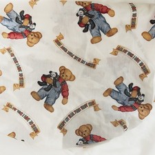 Vintage Dundee Blue Jean Teddy Bear BJT Crib Sheet 29x47  90s Baby