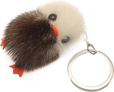 Adorable Genuine Mink Fur Duckling Keychain - Ethically Sourced, Available in Fo