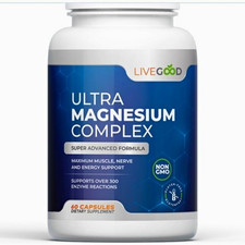 LiveGood Ultra Magnesium Complex 60 Capsules Non-GMO Muscle, Brain & Energy