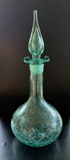 Blenko Glass Decanter #37 Sea Green Crackle