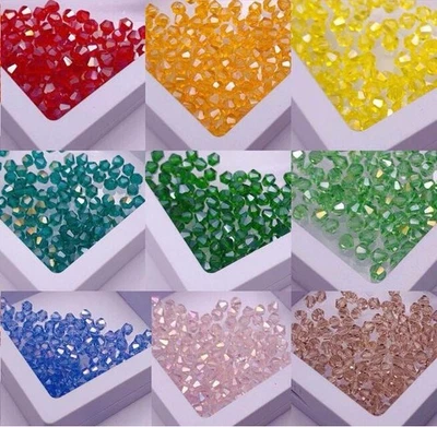 MARKENLOS Hochwertige 4mm Doppelkegel Bicone Glasperlen Schmuck Basteln DIY 80Stk/3€