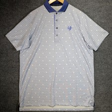 Greyson Geometric Print Golf Polo Shirt Mens Large Blue Performance Pelican Logo