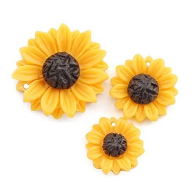  12PCS Sunflower Girasoles Daisy Flowers Resin Flatback Cabochon with Yellow