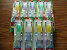 lot of 9 Sunstar GUM SuperTip Toothbrush 2pk with Travel Caps Soft total 18 ct