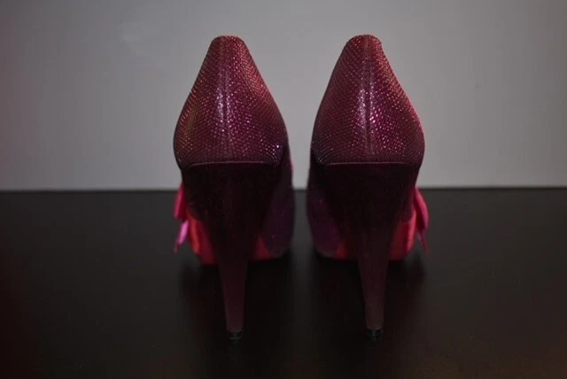 Paris Hilton Pink High Heels Women's Size 7.5M with Bow Pumps Glitter Sparkly - Image 3 of 4