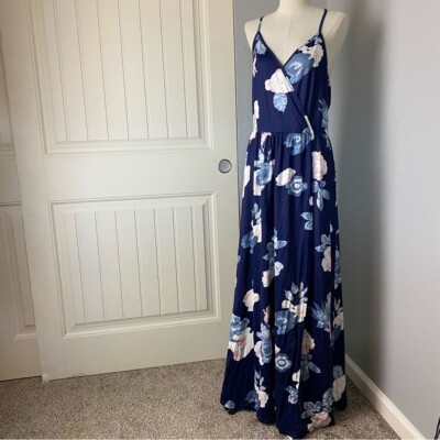 Blue floral spaghetti strap maxi dress | eBay
