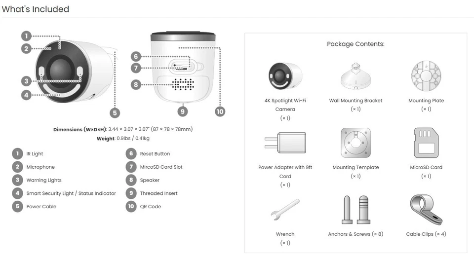 Lorex 4K Spotlight Indoor/Outdoor Smart Wi-Fi 6 Security Camera 32GB SD Card - Image 2 of 2