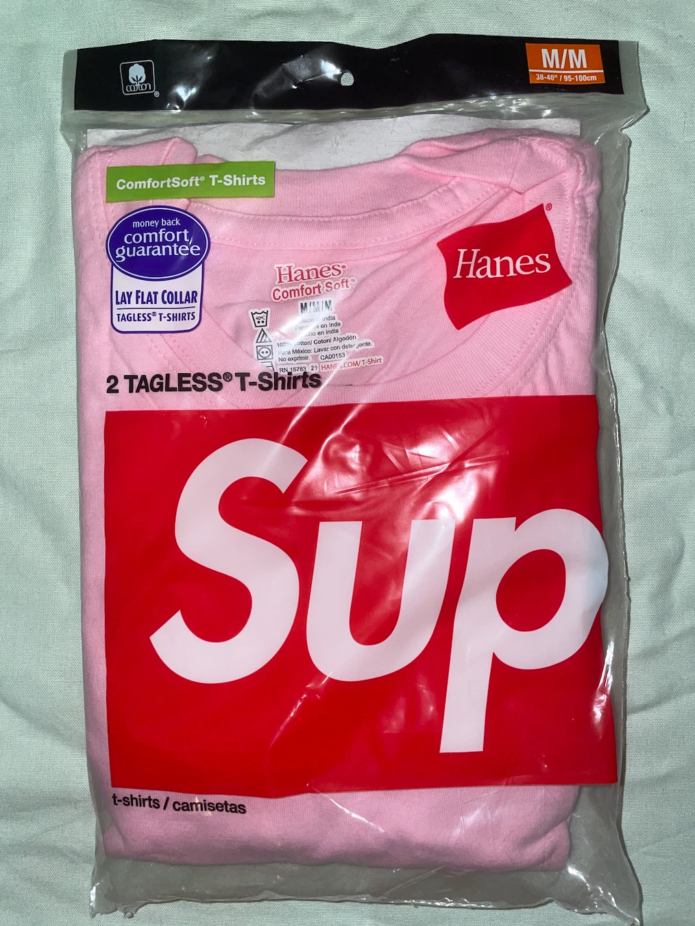 T shirts Supreme/Hanes Taglees (2 paquets) roses taille M neufs FW21 NON OUVERTS