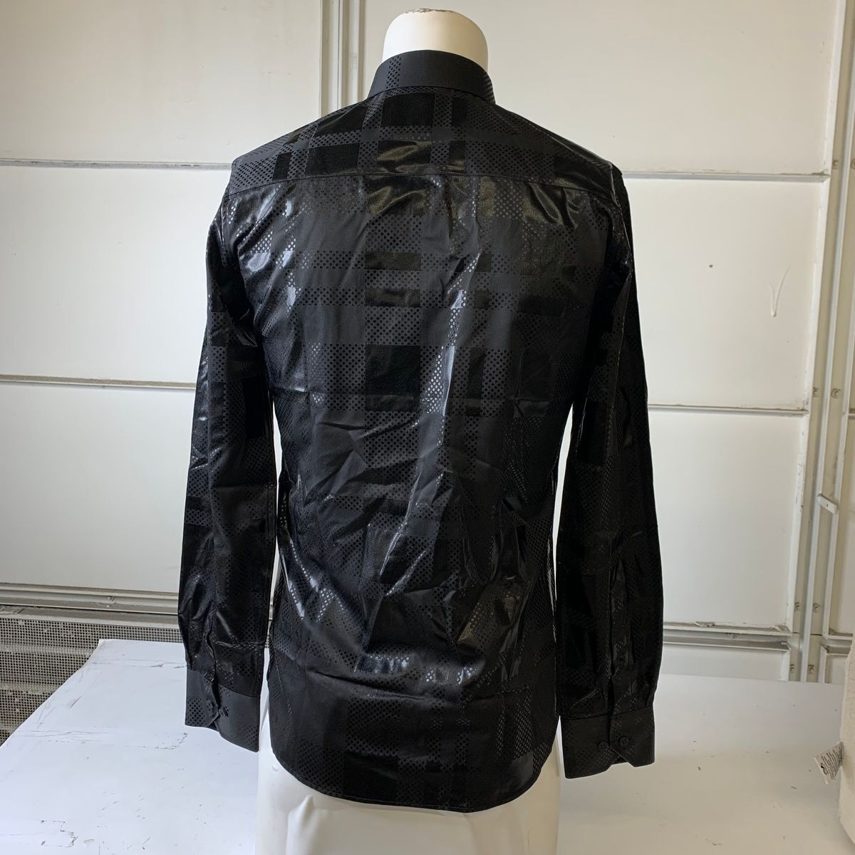 PLATINI Long Sleeve Modern Fit Foiled Shirt Men's Size M Black