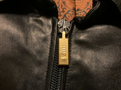 ZILLI NAPOLEON FRANCE LAMBSKIN Leather Silk moto jacket BLACK 52