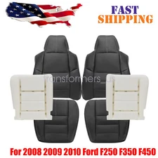 For 2008-2010 Ford F250 Lariat XL Front Both Side Seat Cover Black / Cushion Pad