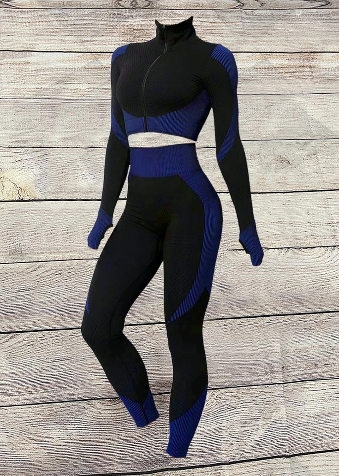 Traje sin costuras de 2 piezas para mujer (elástico) (S/M) y (L/XL) Foto 2 de 3