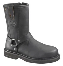 Harley-Davidson Men's Bill Steel Toe 9.5-Inch Black Boots. Inside Zip. D95328