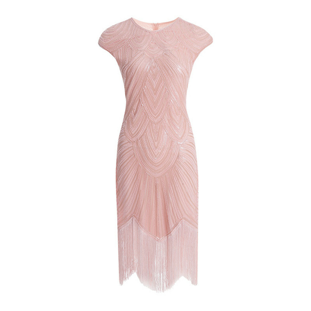 Women's 1920s Flapper Dress - V-Neck Sequin Embellished Gatsby Cocktail Dress With Tassels