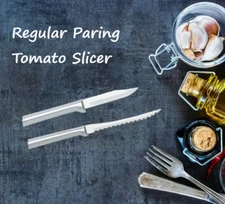 Rada 2 Pc Set Tomato Slicer and Regular Paring Knife (Silver Handle)