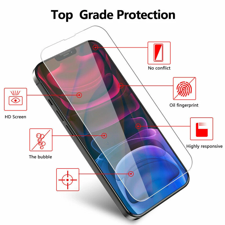 Tempered Glass Screen Protector For iPhone 17 16 15 14 13 12 11 Pro Max X XR XS - Image 2 of 4