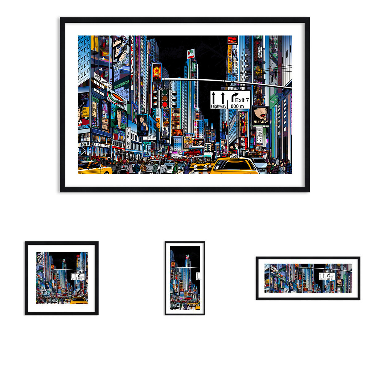QUADRO SU TELA - in Cornice - Città Traffico Illustrazione 15 FORME IT 2720 QUADRO SU TELA - in Cornice - Città Traffico Illustrazione 15 FORME IT 2720