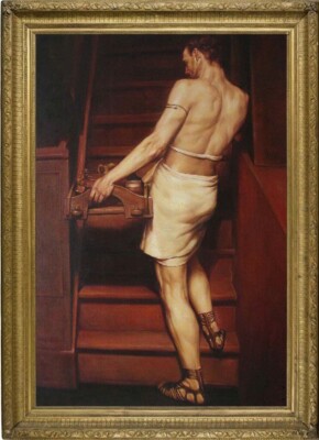 Hand painted Old Master-Art Antique Oil Painting  male nude on canvas 24''X36''
