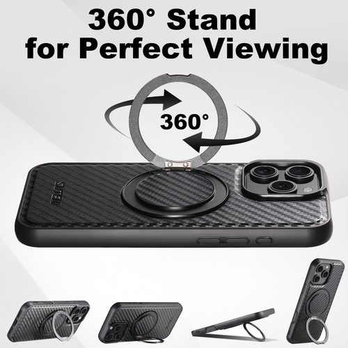 For iPhone 16 Pro Max 15 14 13 12 Case w/Magnetic Ring Stand + Screen Protector - Picture 2 of 6
