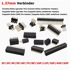 1.27mm Einzel-/Doppelreihig PCB Männlich/Weiblich/SMD Pin Header 2P-50P Stecker