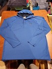 Under Armour Heatgear Loose Mens L/S BLUE 2-Btn Hooded Athletic Shirt EUC. R11