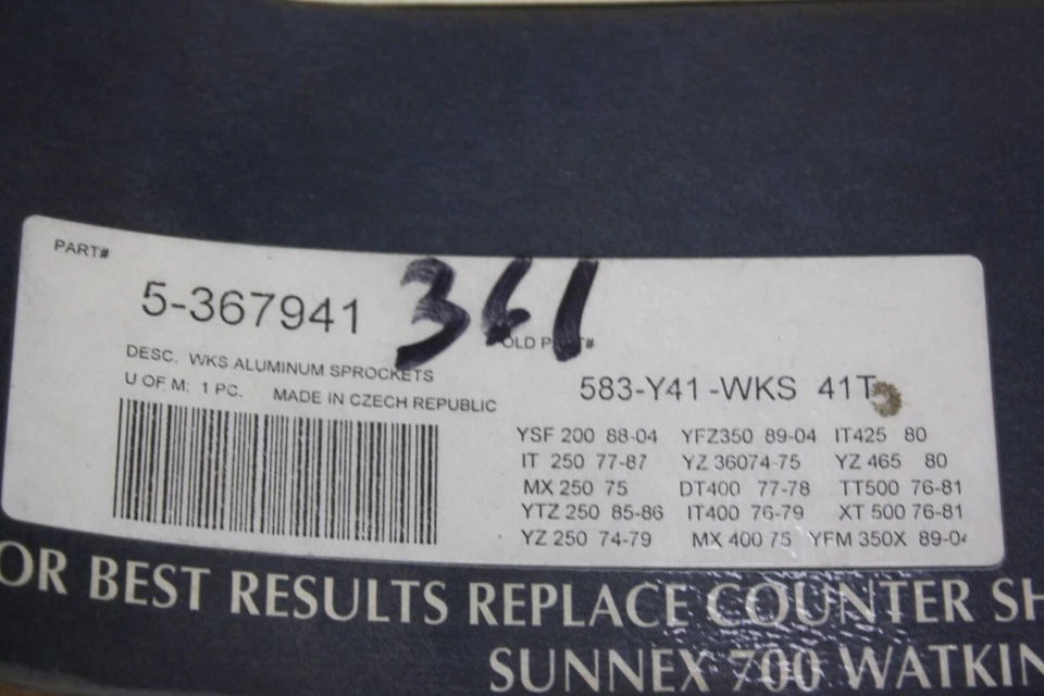 PIÑÓN TRASERO ALUMINIO YAMAHA XT500 TT500 DT400 IT400 YZ360 520 41T SUNSTAR Foto 2 de 4