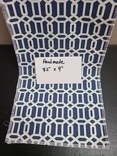 Table Runners Lot of 9  Handmade 82 in x 9 in Blue Cream Geometric Pattern